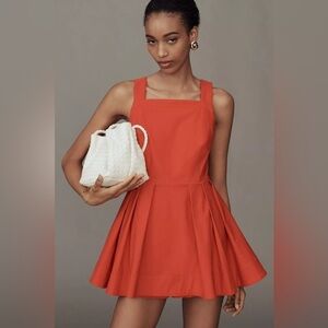 NWT! ANTHROPOLOGIE Maeve Square-Neck Fit-and-Flare Romper - Size Small 🟤